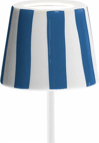 Lampa stołowa LED Poldina Lido w niebieskie paski, akumulatorowa i ściemnialna, do 12 h pracy baterii, do użytku zewnętrznego, IP65