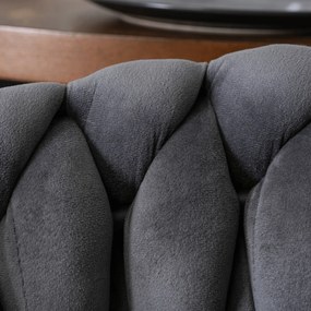 Krzesło Tapicerowane Plecione do Salonu ELENA Szare Welurowe Nowoczesne Loft