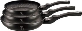Czarny zestaw 3 aluminiowych patelni - Tulami 10X