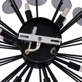 Lampa sufitowa w stylu art deco, czarna z dymionym szkłem - Atomic