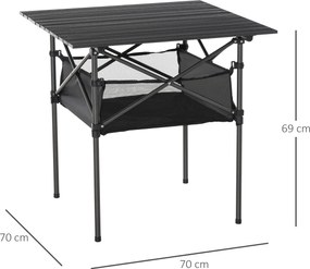 Outsunny aluminiowy składany stół kempingowy, 70 cm x 70 cm x 69 cm
