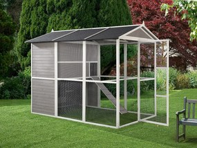 Kurnik drewniany z wybiegiem - 10 kur - dł. 266 x szer. 174 x wys. 205 cm - Biały - FERAS