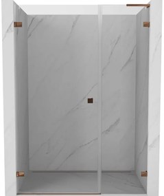Mexen Lunar-B L drzwi prysznicowe uchylne lewe 135 cm, transparent, różowe złoto - 832SL-135-050-60-00-L