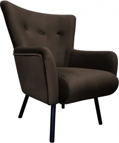 Fotel TULIP tkanina Welur noga metalowa Uszak luksusowy komfort salonu : Kolor nogi - Czarna, Kolor tkaniny - VELVET - MG05