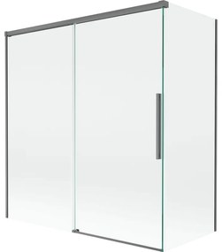 Mexen Rox parawan nawannowy 2-skrzydłowy rozsuwany 150 + 70 x 150 cm, transparent, gun metal - 8C9-150-070-95-00