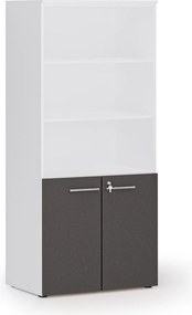 Szafa biurowa z drzwiami niskimi PRIMO WHITE, 800 x 500 x 1781 mm, biały/grafitowy