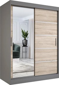 Szafa przesuwna antracyt + dąb sonoma 150 cm W1-F58