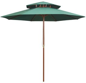Zielony parasol do ogrodu z podwójnym daszkiem - Baldar