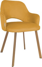 Krzesło Milano tkanina Welur noga metalowa : Kolor nogi - Złota profil, Kolor tkaniny - VELVET - MG15, Typ siedziska - Siedzisko obrotowe 360°