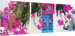 Obraz - Tradycyjny grecki dom (z zegarem) (90x30 cm)