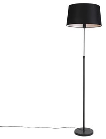 Lampa stojąca czarna z czarnym abażurem z lnu 45 cm regulowana - Parte