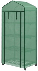 Outsunny Szklarnia foliowa, Mini-szklarnia, Dom do uprawy roślin, Grządka wczesna, 4 półkowe regały, 69 x 50 x 165 cm, Zielona