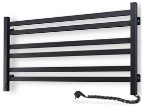 Łazienkowy grzejnik drabinkowy AVANGARD z termostatem, 316 W/230 V, 50,6 cm, IP44, czarny, prawy