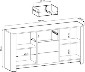 Komoda Sorrenti 168 cm z szufladami - kaszmir / złoty