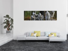 Obraz - Wilki na skale (170x50 cm)