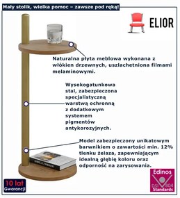 Stolik pomocniczy z metalowym stelażem dąb lancelot + złoty F3-H51