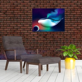 Obraz na szkle - Wieloryb w kosmosie (70x50 cm)