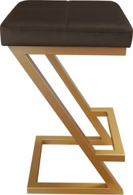 Hoker ZETA krzesło barowe tkanina Welur podstawa metalowa LOFT : Kolor Stelaża - Złoty, Kolor tkaniny - VELVET - MG05