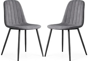2x Welurowe krzesło tapicerowane pikowane Ciemny Grafit LUMO Czarne nogi