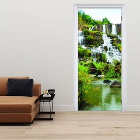 Fototapeta na drzwi - Wodospady z zielenią (95x205cm)