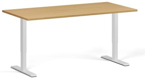 Biurko z regulacją wysokości, 160x80 cm, 2 silniki, biała podstawa, buk