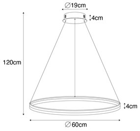 Designerska lampa wisząca brąz 60 cm z 3-stopniową regulacją ściemniania LED - Anello Nowoczesny Oswietlenie wewnetrzne