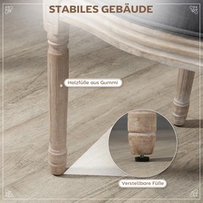 HOMCOM Krzesła Kuchenne 2 szt Tapicerowane Vintage Rattan Szare Wygodne | Aosom PL