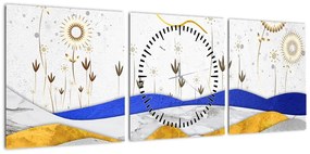 Obraz - Złote Góry (z zegarem) (90x30 cm)