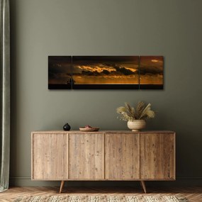 Obraz żaglówki o zachodzie słońca (170x50 cm)