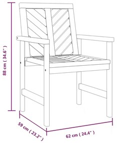 Dwa krzesła i stolik ogrodowy z drewna akacjowego - Viraso 3X