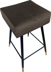 Hoker MAX krzesło barowe tkanina Welur podstawa metalowa : Kolor nogi - Czarno-złota stożek, Kolor tkaniny - VELVET - MG05, Typ siedziska - Siedzisko stałe