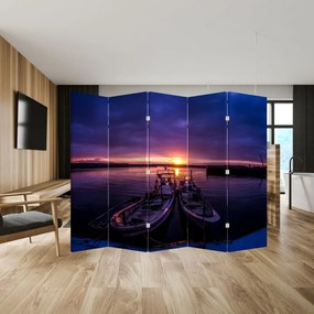Parawan - Łodzie rybackie w porcie (210x170 cm)