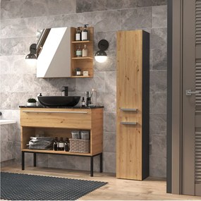 Meble łazienkowe, Antracyt / Dąb Artisan, 30 x 174 x 30 cm
