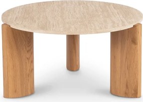 Stolik Kawowy TRAVERTINO MAX 80 cm Trawertyn/Dąb Japandi