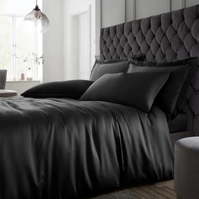 Czarna satynowa pościel dwuosobowa 230x220 cm Silky Soft – Catherine Lansfield