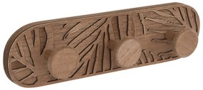 Drewniany wieszak ALI z trzema haczykami, 38 x 10 cm