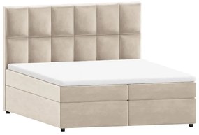 Beżowe łóżko boxspring ze schowkiem 160x200 cm Flip – Ropez