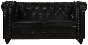 Skórzana 2-osobowa czarna sofa w stylu Chesterfield - Clementine 2Q