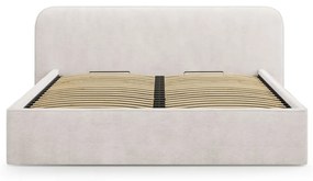 Białe tapicerowane łóżko dwuosobowe ze schowkiem i stelażem 180x200 cm Elizabeth – Micadoni