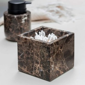 Ciemnobrązowy marmurowy organizer łazienkowy na waciki Marble – Mette Ditmer Denmark
