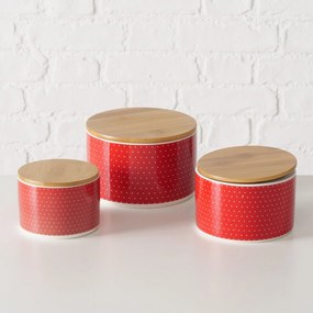 Pojemniki ceramiczne z bambusową pokrywą LILLY, 3 sztuki