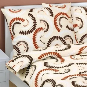 Bellatex Pościel z kory Wachlarze brązowy, beżowy,140 x 200 cm, 70 x 90 cm