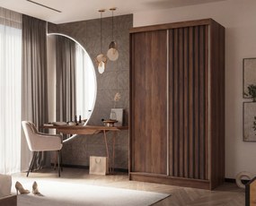 Szafa Przesuwna LAMELLO 120 cm Szafa Dwudrzwiowa z Szufladami Orzech