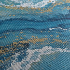 Obraz - Jasnoniebieski marmur ze złotem II. (z zegarem) (90x30 cm)