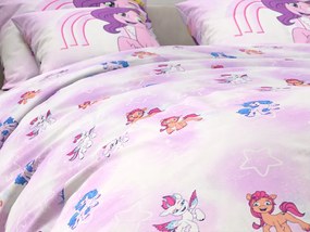 PrzytulneMieszkanie.pl PrzytulneMieszkanie.pl Dziecięca bawełniana pościel MY LITTLE PONY STARS biała Rozmiar pościeli: 60 x 70 cm | 140 x 200 cm