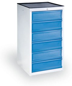 Kontener dostawny z szufladami na narzędzia GD, 6 szuflad, 1100 x 570 x 590 mm, niebieski