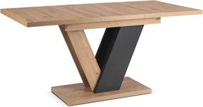 Zestaw Stół Prostokątny Rozkładany CLARK 120-160 cm Dąb Artisan/Czarny i 4 Krzesła Tapicerowane RIO Czarne