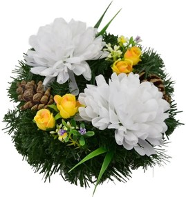 Wianek na Dzień Zaduszny Białe chryzantemy, 20 cm