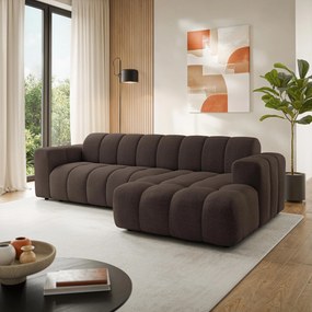 Masseno Narożnik SETIA Prawostronny L-Kształtny, Nowoczesna Sofa narożna, Tkanina Strukturalna - Brązowy, ARAGON 26