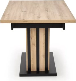 Rozkładany stół prostokątny Altus 160 (210) x 90 – wykonany z płyty laminowanej w kolorze dąb artisan / czarny